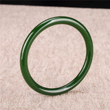 Natural Hetian Jade Green Round Bar 54-62mm Bangle Jewelry Gift