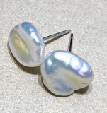 Baroque Pearl Earring Studs Silver Women Earlobe DIY