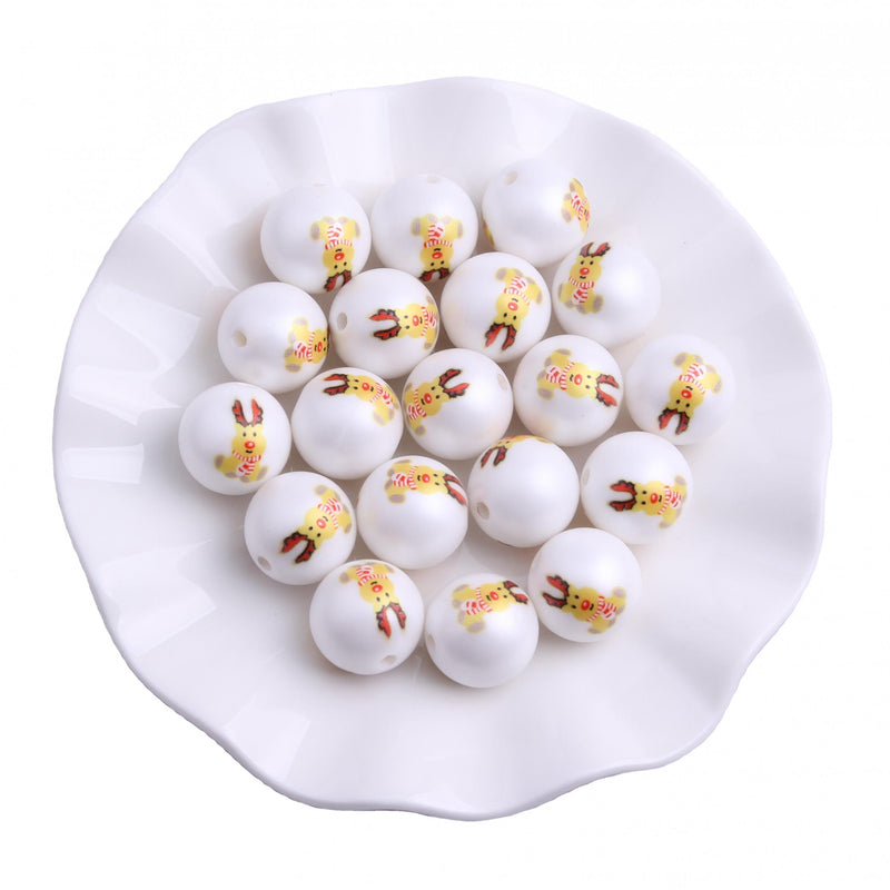 Christmas Deer Acrylic Matte Pearl Beads for Jewelry Making Chunky Necklace