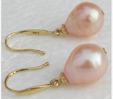 AAA+ 9x12mm Drop Pink South Sea Pearl Earrings