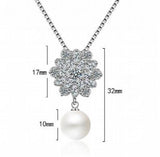 925 Silver Pearl Choker Snowflake Necklace Gift DB1404