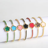 Lucky Five Leaves Flower Bracelet Zircon Adjustable Bracelet