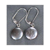 Coin Freshwater Pearl Earring S925 Sterling Silver Hook Dangle Earring