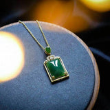 S925 Sterling Silver Hetian Jade Green Jade Pendant Necklace
