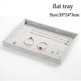 Classic Grey Velvet Jewelry Tray Organizer Storage Box