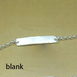 925 Silver Letter Rectangle Logo Bracelet Personalized Engraving Women Jewelry