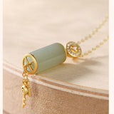 Hetian Chalcedony Necklace with Silver Inlay
