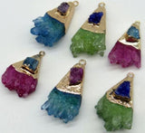Natural Stone Titanium Amethyst Quartz Crystal Tiger Eye Pendant