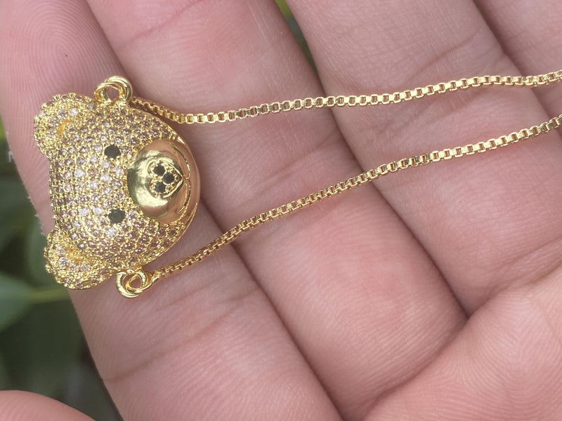 Micro Pave CZ Teddy Bear Charm Bracelet for Women