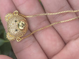 Micro Pave CZ Teddy Bear Charm Bracelet for Women