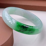 Zheru Jewelry Natural Burmese Jadeite 54mm-64mm Two-Color Green Bracelet