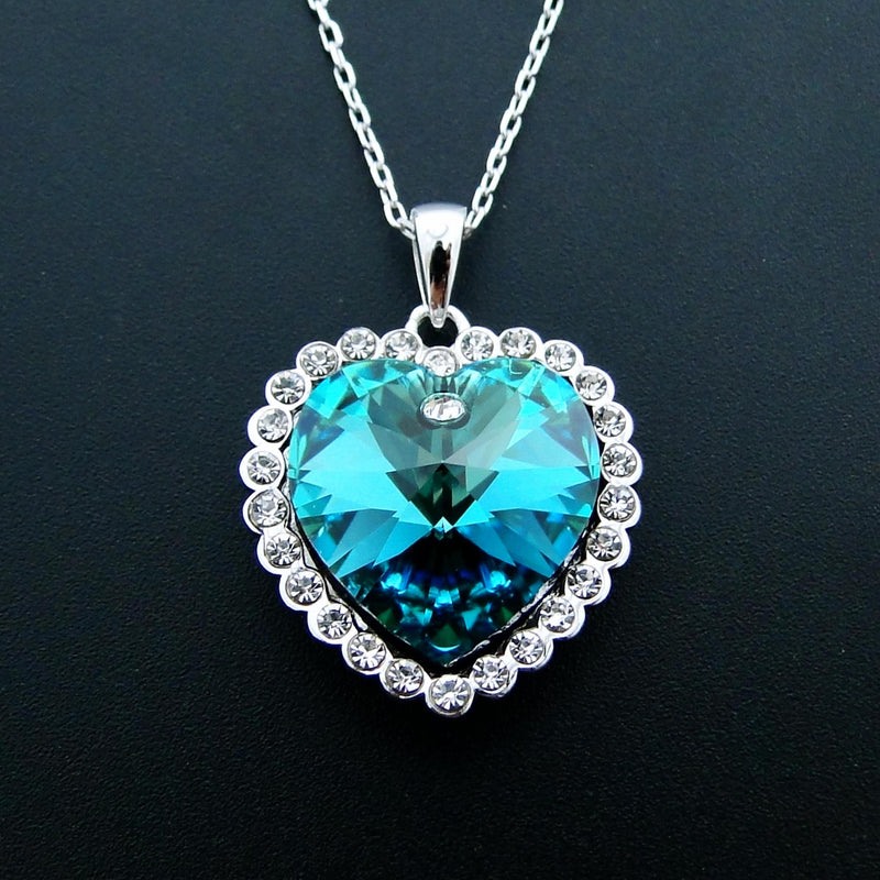 925 Silver Heart Pendant Necklace Crystal Women's Jewelry Gift