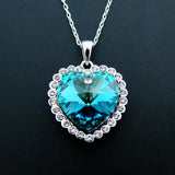 925 Silver Heart Pendant Necklace Crystal Women's Jewelry Gift
