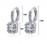 925 Silver Square CZ Green Red Round Ear Buckle Women Party Jewelry