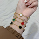 Hot 10 Colors Five Leaf Flower Bracelet Adjustable Sweet Romantic Party Jewelry