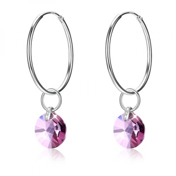 925 Silver Crystal Hoop Earrings for Women - Anniversary Jewelry