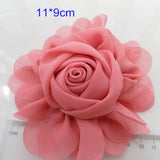 Chiffon Flowers Flat Back Fabric Roses Headwear Clothing, 6 pcs/lot