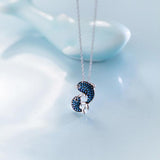S925 Sterling Silver Dolphin Whale Pendant Necklace Set