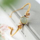 Hetian chalcedony bracelet with silver inlay - Chinese palace charm jewelry