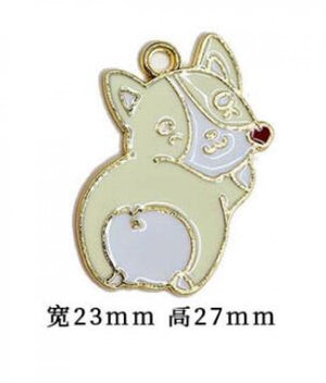 50pcs Cartoon Corgi Dogs Necklace Earrings Key Chain Charms DIY Jewelry Making