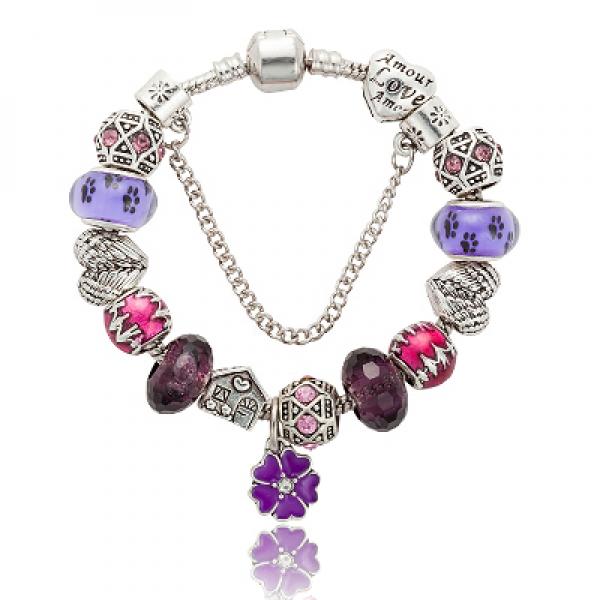 European Flower Beads Charm Bracelet for Women