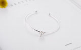 Personality Art 925 Silver Female Bar Clover Open Bracelet
