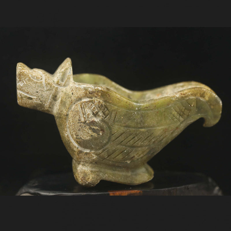 Old Natural Jade Hand Carved Dragon Cup Brush Washer