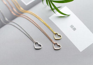 Real 925 Sterling Silver Heart Love Necklace GTLX1568
