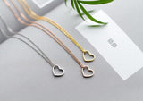 Real 925 Sterling Silver Heart Love Necklace GTLX1568