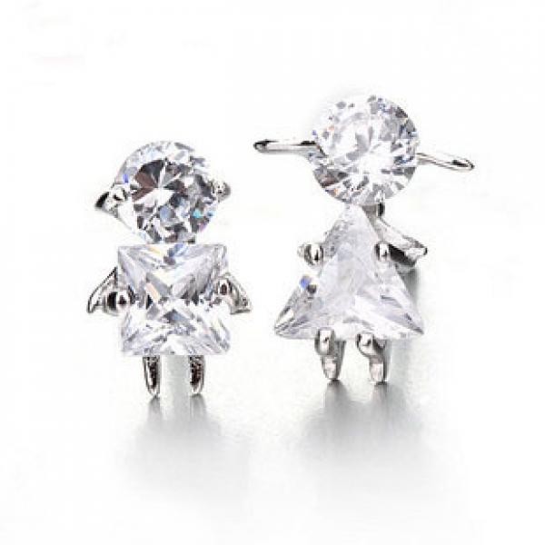 925 Silver Crystal Stud Earrings Girls Boys Light Wedding Party Jewelry