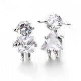 925 Silver Crystal Stud Earrings Girls Boys Light Wedding Party Jewelry