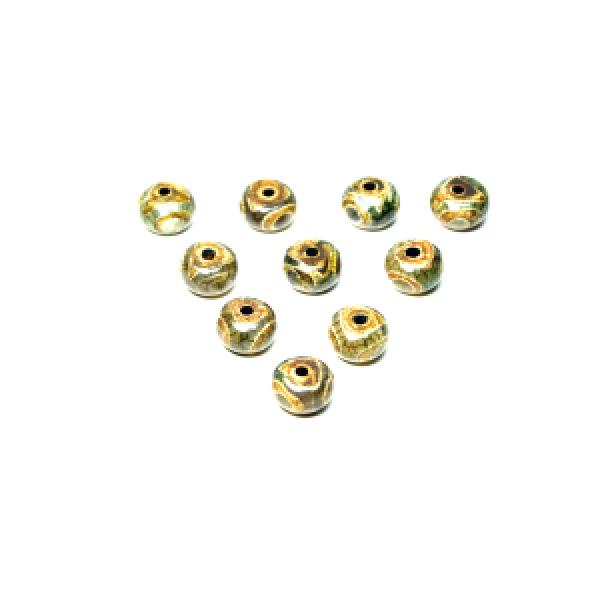 10pcs 8*12mm 3 eyes DZI Drum shape pan green pattern store skin agate DZI