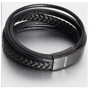 Men's Leather Braided Bracelet Retro Stainless Steel Rope Bracelet