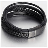 Men's Leather Braided Bracelet Retro Stainless Steel Rope Bracelet