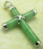 Green Jade Cross Pendant Necklace