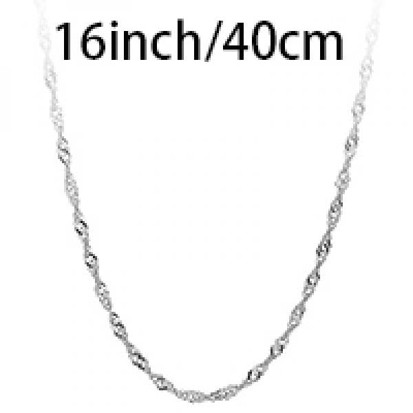 925 Silver Water Wave Chain Necklace for Women Pendant