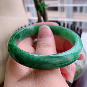 Zheruz Jewelry Natural Green Myanmar Jade 54mm-62mm Light Green Bracelet