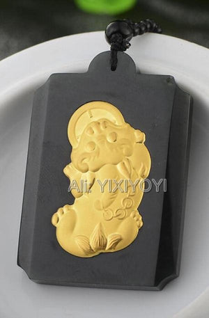 Green Hetian Jade PiXiu Amulet Pendant with Chinese Blessing Coin Necklace