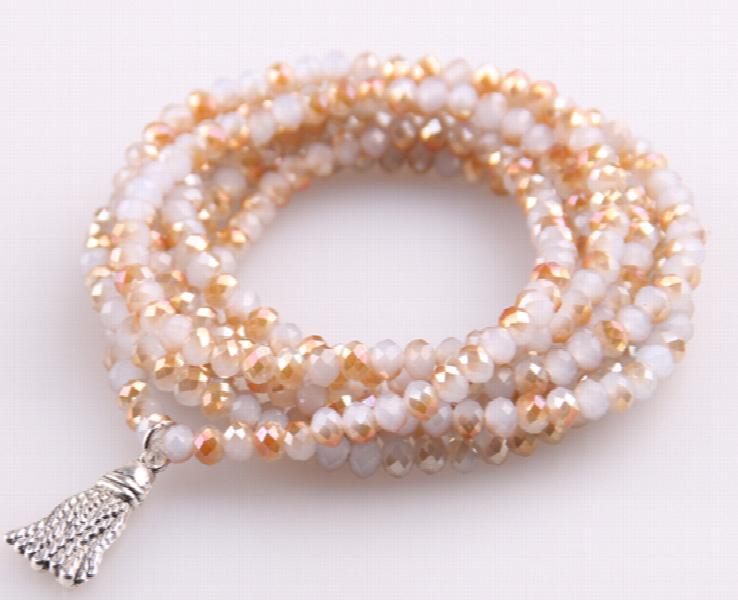 Crystal & Alloy Tassel Bead Yoga Bracelet