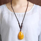 Amber and Honey Wax Pendant Necklace