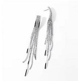 Natural Stone Water Ripple Tassel Zircon Earrings