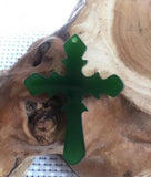 Koraba Natural Green Chinese Hetian Jade Cross Pendant Necklace