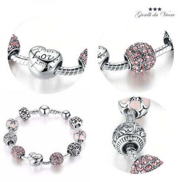 Pink Stone Clasp Safety Chain Charms Bracelet for Women