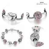 Pink Stone Clasp Safety Chain Charms Bracelet for Women