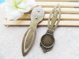 20pcs Antique Silver/Bronze Bookmark Base 20mm Pendant Tray Bezel Charm