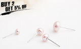 Freshwater Pearl Earrings 925 Silver Flat Round Beads Jewelry Gift