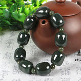 Natural Hetian Jade Bead Bracelet Men Women Jewelry