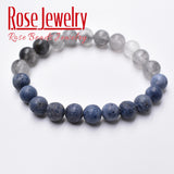 Gray Crystal Coral Bracelet 8mm Beads for Women Men