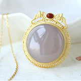 High-Grade Jade Sterling Silver Pendant Hetian Gray Lucky Smoke Purple Gray
