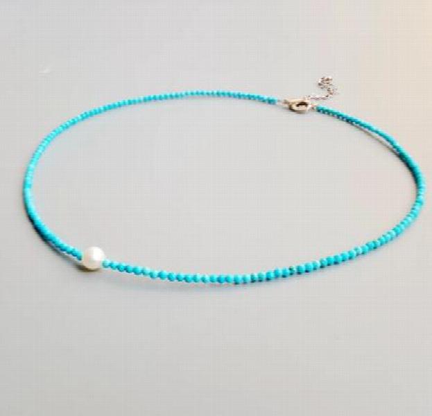 Turquoise Freshwater Pearl Beads Choker Necklace Natural Stone Jewelry For Women
